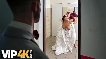 Locked-in wedding experience with a busty bride